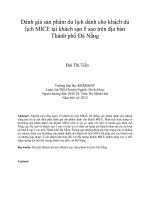 Đánh giá sản phẩm du lịch dành cho khách du lịch MICE tại khách sạn 5 sao trên địa bàn Thành phố Đà Nẵng