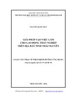 Giải pháp tạo việc làm cho lao động thất nghiệp trên địa bàn tỉnh thái nguyên 