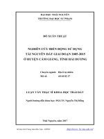 Nghiên cứu biến động sử dụng tài nguyên đất giai đoạn 2005 2015 ở huyện cẩm giàng, tỉnh hải dương 