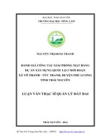 Đánh giá công tác giải phóng mặt bằng dự án xây dựng quốc lộ 3 mới đoạn xã vô tranh  tức tranh, huyện phú lương   tỉnh thái nguyên 