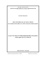 Phân tích hiệu quả kỹ thuật trong xuất khẩu hàng hóa của việt nam sang trung quốc 