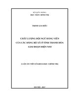 Chất lượng đội ngũ đảng viên của các đảng bộ xã ở tỉnh thanh hóa giai đoạn hiện nay 