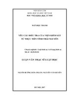Yêu cầu điều tra của viện kiểm sát từ thực tiễn tỉnh thái nguyên