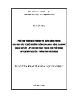 Phối hợp nhà trường và cộng đồng trong giáo dục bảo vệ môi trường thông qua tổ chức hoạt động giáo dục ngoài giờ lên lớp cho học sinh THPT huyện thủy nguyên thành phố hải phòng 