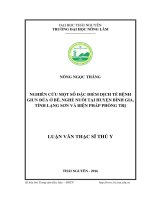 Nghiên cứu một số đặc điểm dịch tễ bệnh giun đũa ở bê, nghé nuôi tại huyện bình gia tỉnh lạng sơn và biện pháp phòng trị 