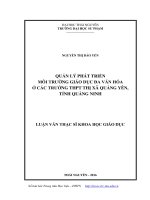 Quản lý phát triển môi trường giáo dục đa văn hóa ở các trường THPT thị xã quảng yên, tỉnh quảng ninh 