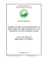 Nghiên cứu khả năng sinh trưởng và phát triển của một số giống lúa lai tại huyện tân yên, tỉnh bắc giang 
