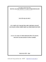 Các nhân tố ảnh hưởng đến thành lập quỹ xây dựng nông thôn mới tại tỉnh thái nguyên 
