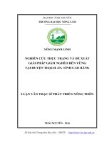 Nghiên cứu thực trạng và đề xuất giải pháp giảm nghèo bền vững tại huyện thạch an, tỉnh cao bằng 