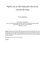 Nghiên cứu các điều khiện phát triển du lịch sinh thái Hà Giang