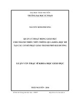 Quản lý hoạt động giáo dục cho thanh thiếu niên thông qua khóa học hè tại các cơ sở phật giáo thành phố hải dương 