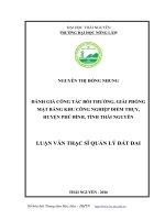 Đánh giá công tác bồi thường, giải phóng mặt bằng khu công nghiệp điềm thụy, xã điềm thụy, huyện phú bình, tỉnh thái nguyên 