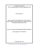 Nâng cao chất lượng dịch vụ tại ngân hàng nông nghiệp và phát triển nông thôn việt nam chi nhánh tỉnh thái nguyên 