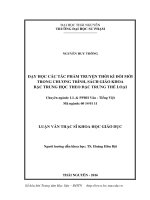 Dạy học các tác phẩm TRUYỆN thời đổi mới trong chương trình, sách giáo khoa ngữ văn bậc trung học theo đặc trưng thể loại 