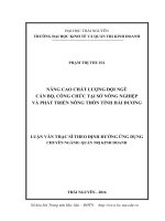 Nâng cao chất lượng đội ngũ cán bộ, công chức tại sở nông nghiệp và phát triển nông thôn tỉnh hải dương 