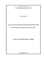 Các yếu tố tác động đến thương mại nội ngành hàng nông sản giữa Việt Nam và APEC (LA tiến sĩ)