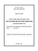 Chất lượng đội ngũ đảng viên của các đảng bộ xã ở tỉnh thanh hóa giai đoạn hiện nay (tt) 