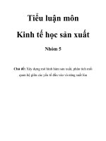 Xây dựng mô hình hàm sản xuất, phân tích mối quan hệ giữa các yếu tố đầu vào và năng suất lúa