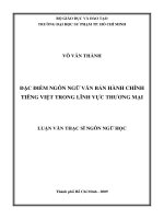ĐẶC ĐIỂM NGÔN NGỮ VĂN BẢN HÀNH CHÍNH TIÊNG VIỆT TRONG LĨNH VỰC THƯƠNG MẠI