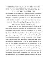 VAI TRÒ NGÀY CÀNG TĂNG lên của TRIẾT học mác   lê NIN TRONG bối CẢNH hội NHẬP, TOÀN cầu hóa và PHÁT TRIỂN KINH tế TRI THỨC