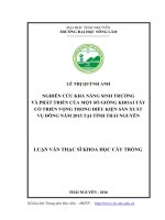 Nghiên cứu khả năng sinh trưởng phát triển của một số giống khoai tây có triển vọng trong điều kiện sản xuất vụ đông năm 2015 tại tỉnh thái nguyên 