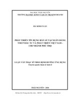 Phát triển tín dụng bán lẻ tại ngân hàng TMCP đầu tư và phát triển việt nam   chi nhánh phú thọ 