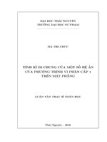 Tính kì dị chung của một số hệ ẩn của phương trình vi phân câp 1 trên mặt phẳng 