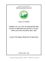 Nghiên cứu các yếu tố ảnh hưởng đến giá đất ở trên địa bàn huyện cao lộc, tỉnh lạng sơn giai đoạn 2013   2015 