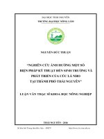 Nghiên cứu ảnh hưởng một số biện pháp kỹ thuật đến sinh trưởng và phát triển của cúc lá nho tại thành phố thái nguyên 
