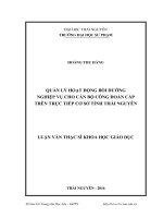 Quản lý hoạt động bồi dưỡng nghiệp vụ cho cán bộ công đoàn cấp trên trực tiếp cơ sở tỉnh thái nguyên 