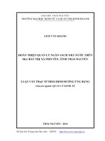 Hoàn thiện quản lý ngân sách nhà nước trên địa bàn thị xã phổ yên, tỉnh thái nguyên 