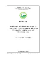 Nghiên cứu một số đặc điểm dịch tễ và giám sát vi rút cúm a h5n1 gây bệnh cúm gia cầm tại tỉnh lạng sơn từ năm 2011   2016 