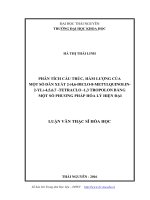 Phân tích cấu trúc, hàm lượng của một số dẫn xuất 2 (4,6 diclo 8 metyl quinolin 2 yl) 4,5,6,7 tetraclo 1,3 tropolon bằng một số phương pháp phân tích hóa lý hiện đại 