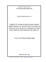 Nghiên cứu đánh giá hàm lượng nitrat, nitrit trong các nguồn nước cấp cho các nhà máy xử lý nước của tỉnh quảng ninh bằng phương pháp phổ hấp thụ phân tử 