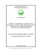 Nghiên cứu ảnh hưởng của bón mg và bo đến năng suất, chất lượng giống chè lai LDP2, trồng chu kỳ 2, thời kì kinh doanh tại huyện văn chấn tỉnh yên bái 