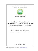 Nghiên cứu ảnh hưởng của các tỷ lệ bột lá keo giậu đến năng suất và chất lượng trứng chim cút 