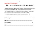 bài tập từ ĐỒNG NGHĨA   từ TRÁI NGHĨA có đáp án 