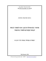 Phát triển du lịch tỉnh bắc ninh trong thời kì hội nhập 