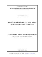 Chuyển dịch cơ cấu kinh tế nông nghiệp tại huyện đại từ, tỉnh thái nguyên 