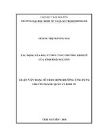 Tác động của đầu tư đến tăng trưởng kinh tế của tỉnh thái nguyên 