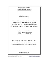Nghiên cứu biến động sử dụng tài nguyên đất giai đoạn 20052015 ở huyện Cẩm Giàng, tỉnh Hải Dương (LV thạc sĩ)
