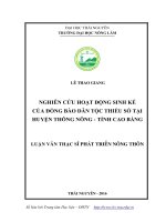 Nghiên cứu hoạt động sinh kế của đồng bào dân tộc thiểu số tại huyện thông nông   tỉnh cao bằng 
