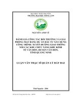 Đánh giá công tác bồi thường và giải phóng mặt bằng dự án đầu tư xây dựng công trình tuyến đường giao thông nối các khu chức năng khu kinh tế vân đồn, huyện vân đồn tỉnh quảng ninh 