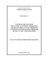 Vận dụng phương pháp nêu vấn đề và sử dụng tình huống trong dạy học lý luận chính trị tại trung tâm bồi dưỡng chính trị huyện vũ thư, tỉnh thái bình 