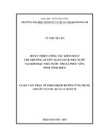 Hoàn thiện công tác kiểm soát chi thường xuyên ngân sách nhà nước tại kho bạc nhà nước thị xã phúc yên, tỉnh vĩnh phúc 
