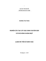 Nghiên cứu tạo cây đậu xanh chuyển gen có khả năng kháng mọt (LV thạc sĩ)