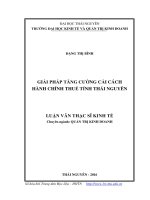 Giải pháp tăng cường cải cách hành chính thuế tỉnh thái nguyên 