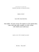 Tìm hiểu về bài toán ổn định và ổn định hóa cho lớp hệ điều khiển tuyến tính với thời gian rời rạc 
