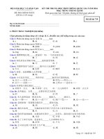 Trọn bộ đề thi và Đáp án Tiếng Trung THPT Quốc gia 2016 (đáp án trang cuối)