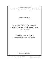 Nâng cao chất lượng đội ngũ cán bộ, công chức tại sở tài chính thái nguyên 